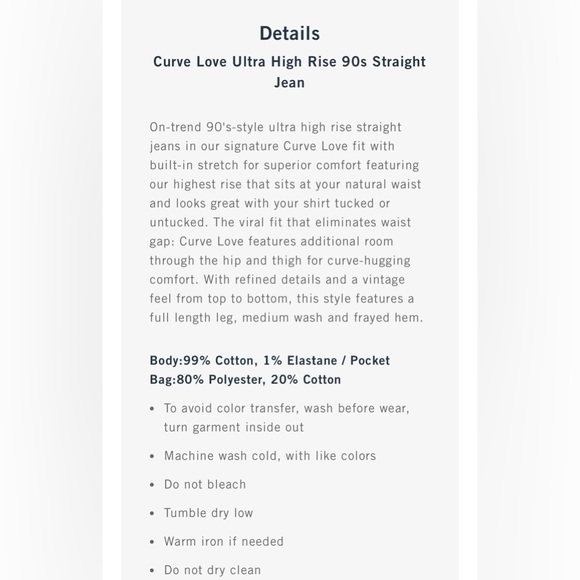 NWT ABERCROMBIE & FITCH Curve Love Ultra High Rise 90s Straight Jean - Picture 7 of 7